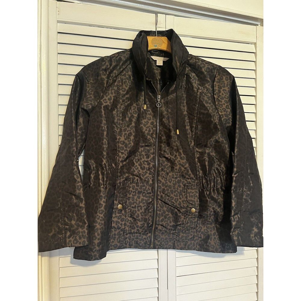 LAURA ASHLEY Women's Size Large Petite LP BLAZER Coat JACKET Animal‎ Print